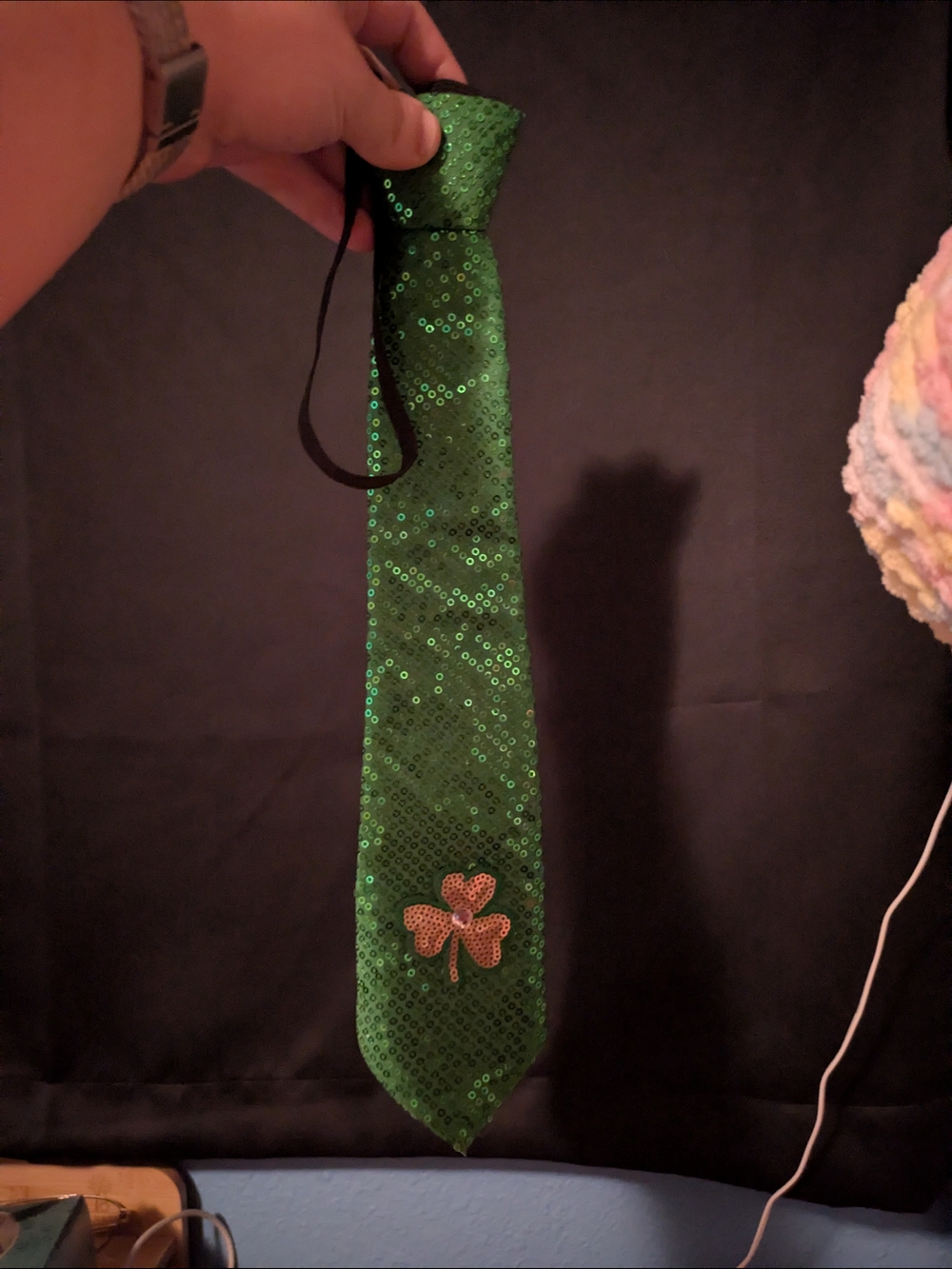 Green Sequin Shamrock Neck Tie - Men Accessories